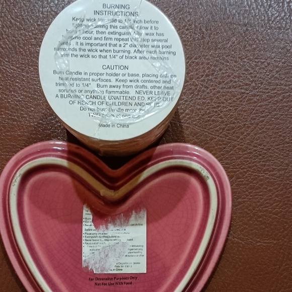 Pink Heart-Shaped Candle Stand And Cream 3"X3" Pillar Candle - Picture 2 of 9